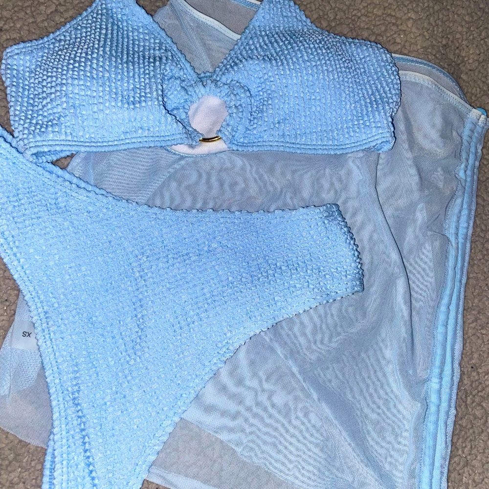 Baby Blue 3 piece bathing suit set